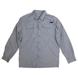 Swiss Alps Fishing Hiking Shirt Gray Long Sleeve Outdoor Utility L